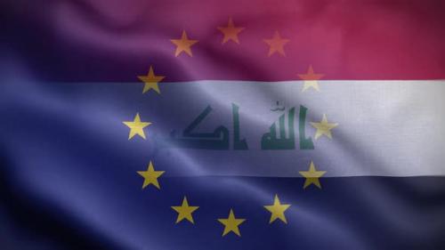 Videohive - EU Iraq Flag Loop Background 4K - 35907396 - 35907396