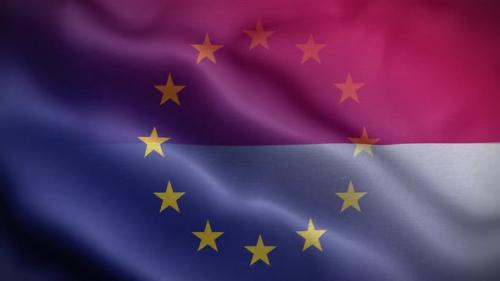 Videohive - EU Monaco Flag Loop Background 4K - 35908183 - 35908183