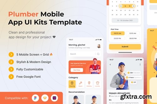 Plumber Mobile App UI Kits Template