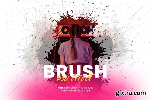 Brush splatter photo effect psd