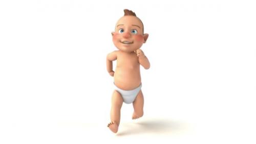 Videohive - Fun 3D cartoon of a baby running - 35920122 - 35920122