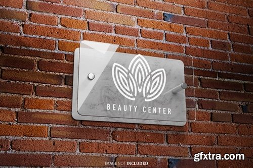 Brick wall signage logo mockup