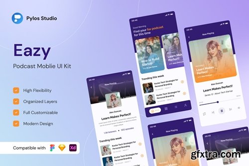 Eazy - Podcast Mobile App UI Kits