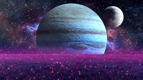 Videohive - 4k Fantasy Nature. Two Planets - 35938704 - 35938704