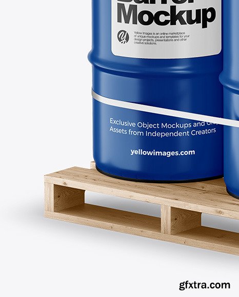 4 Matte Barrels & Wooden Pallet Mockup 65857