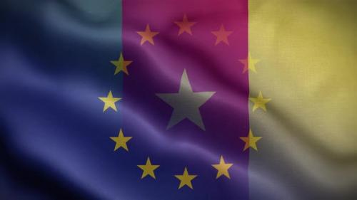 Videohive - EU Cameroon Flag Loop Background 4K - 35906619 - 35906619