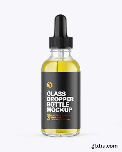 Clear Glass Dropper Bottle with Oil Mockup 65642