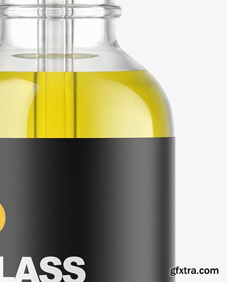 Clear Glass Dropper Bottle with Oil Mockup 65642