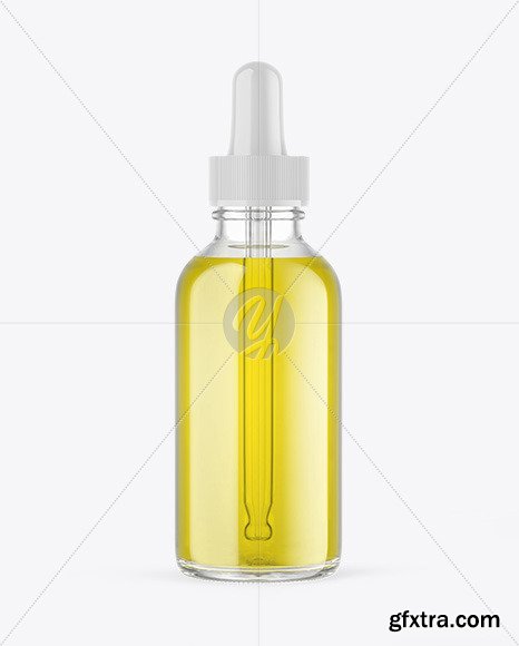 Clear Glass Dropper Bottle with Oil Mockup 65642