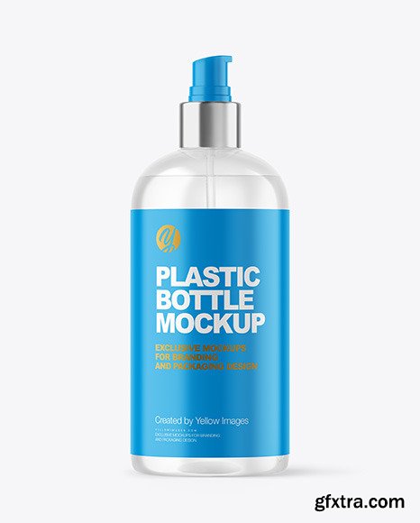 Clear Cosmetic Bottle with Pump Mockup 65808