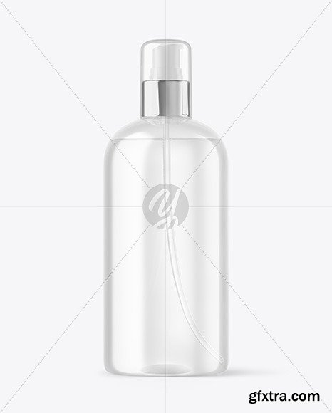 Clear Cosmetic Bottle with Pump Mockup 65808