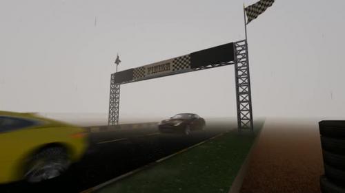 Videohive - On the Track in Foggy Weather Approaching the Finish of the Race - 35865595 - 35865595