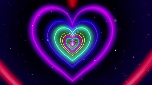 Videohive - Neon Lights Love Heart Tunnel Loop Background - 35873263 - 35873263