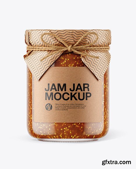 Glass Fig Jam Jar with Paper Cap Mockup 65766