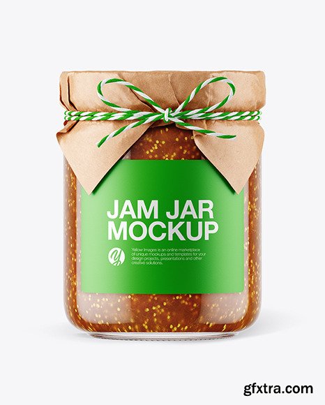 Glass Fig Jam Jar with Paper Cap Mockup 65766