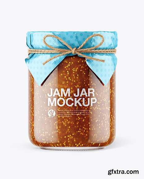 Glass Fig Jam Jar with Paper Cap Mockup 65766