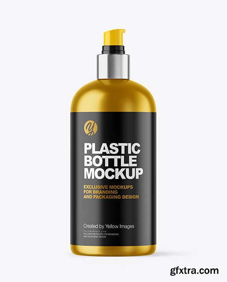 Metallic Cosmetic Bottle with Pump Mockup 65811