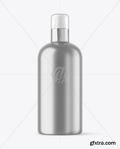 Metallic Cosmetic Bottle with Pump Mockup 65811