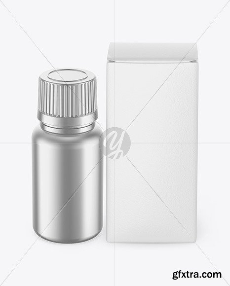 Metallic Pills Bottle W/ Paper Box Mockup 66690