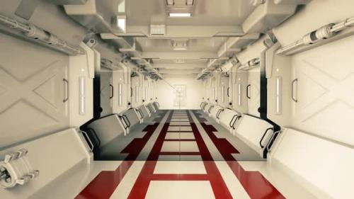 Videohive - Traveling into a futuristic spaceship tunnel or scientific laboratory - 35880630 - 35880630