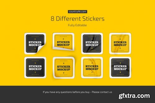 CreativeMarket - Square Stickers Mockup Set 6651627