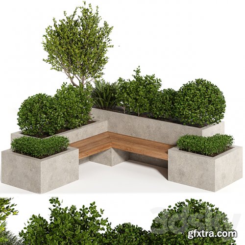 Urban Furniture with plant-set 03