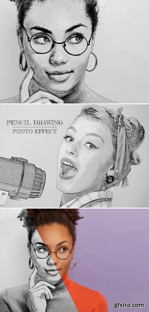 Pencil Drawing Photo Effect Mockup 470949012