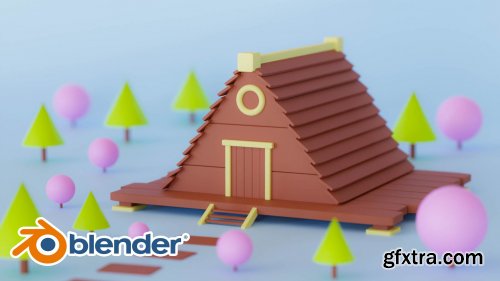  Blender 3D: Easy Cartoon Wood Home Scene