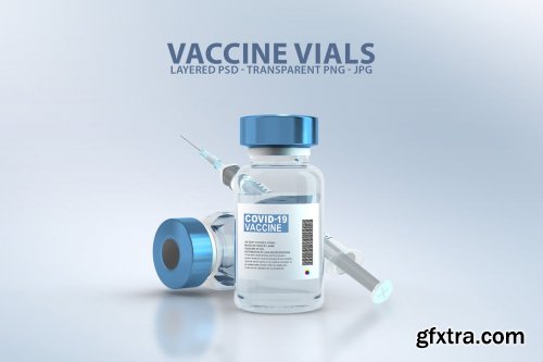 Vaccine Vials with Labels PSD Mockups