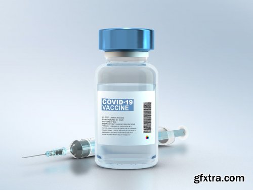 Vaccine Vials with Labels PSD Mockups