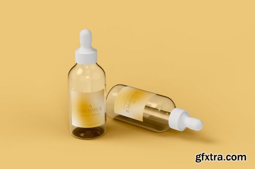 Two Glass Dropper Bottles Mockup