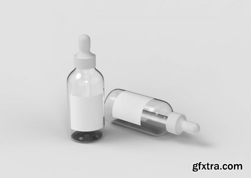 Two Glass Dropper Bottles Mockup