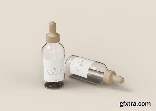 Two Glass Dropper Bottles Mockup