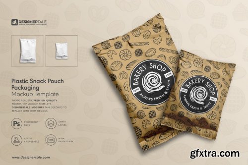 CreativeMarket - Plastic Snack Pouch Packaging Mockup 4131714