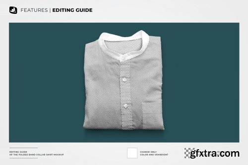 CreativeMarket - Folded Band Collar Shirt Mockup 6784824