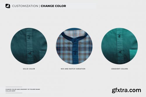 CreativeMarket - Folded Band Collar Shirt Mockup 6784824