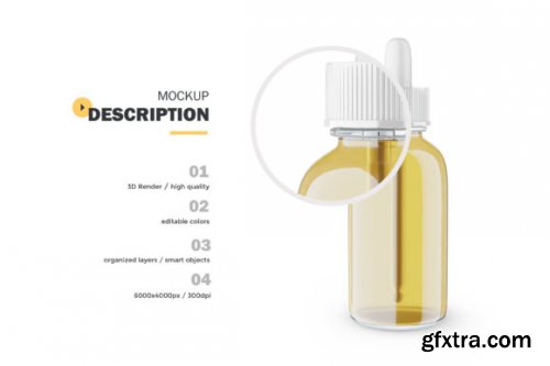 3D Glass Dropper Bottle - PSD Mockup