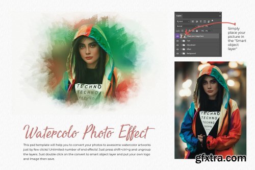 CreativeMarket - Watercolor Photo Effect Template 6850227