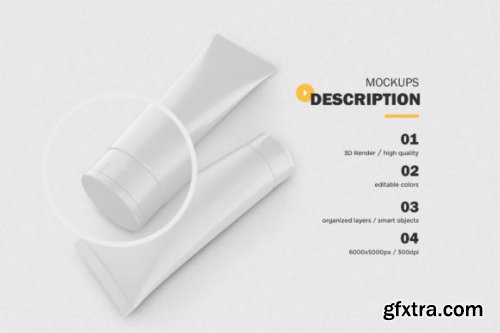 3D Matte Cosmetic Tubes - PSD Mockup