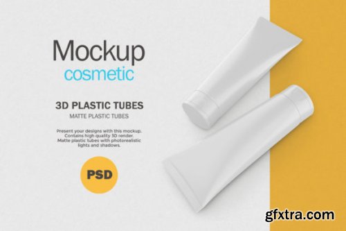 3D Matte Cosmetic Tubes - PSD Mockup