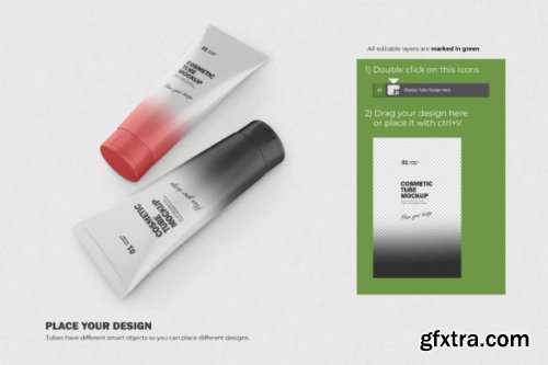 3D Matte Cosmetic Tubes - PSD Mockup