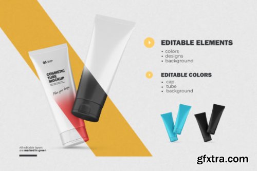 3D Matte Cosmetic Tubes - PSD Mockup