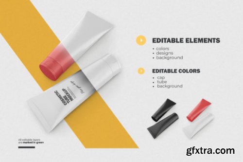 3D Matte Cosmetic Tubes - PSD Mockup