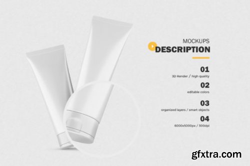 3D Matte Cosmetic Tubes - PSD Mockup