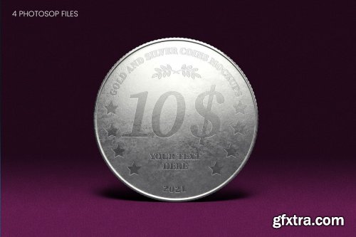 CreativeMarket - Gold and Silver Coin Mockups 5816380