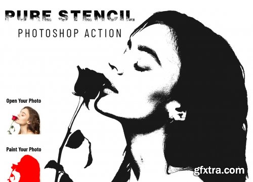 CreativeMarket - Pure Stencil Photoshop Action 6862870