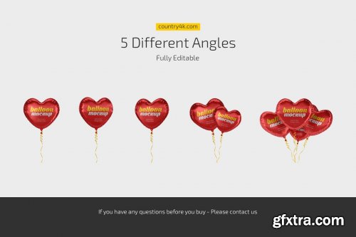 CreativeMarket - Heart Foil Balloon Mockup Set 6860179