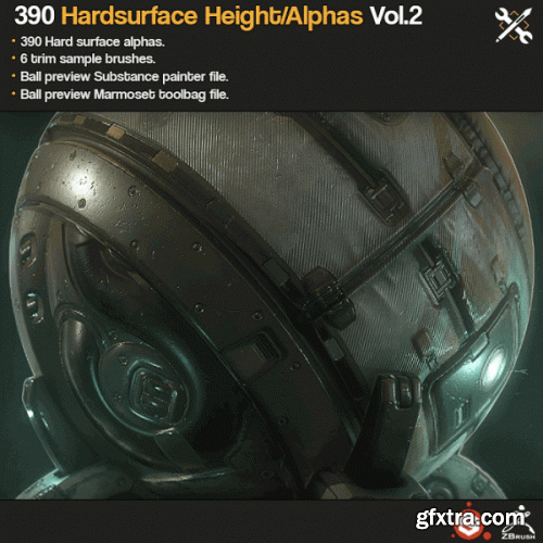 SP/ZBrush 390 Hardsurface Height/Alpha Vol 2 By JROTools