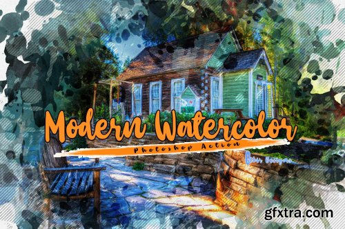 CreativeMarket - Modern Watercolor Photoshop Action 6793569