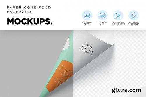 CreativeMarket - Paper Cone Packaging Mockups 6843988